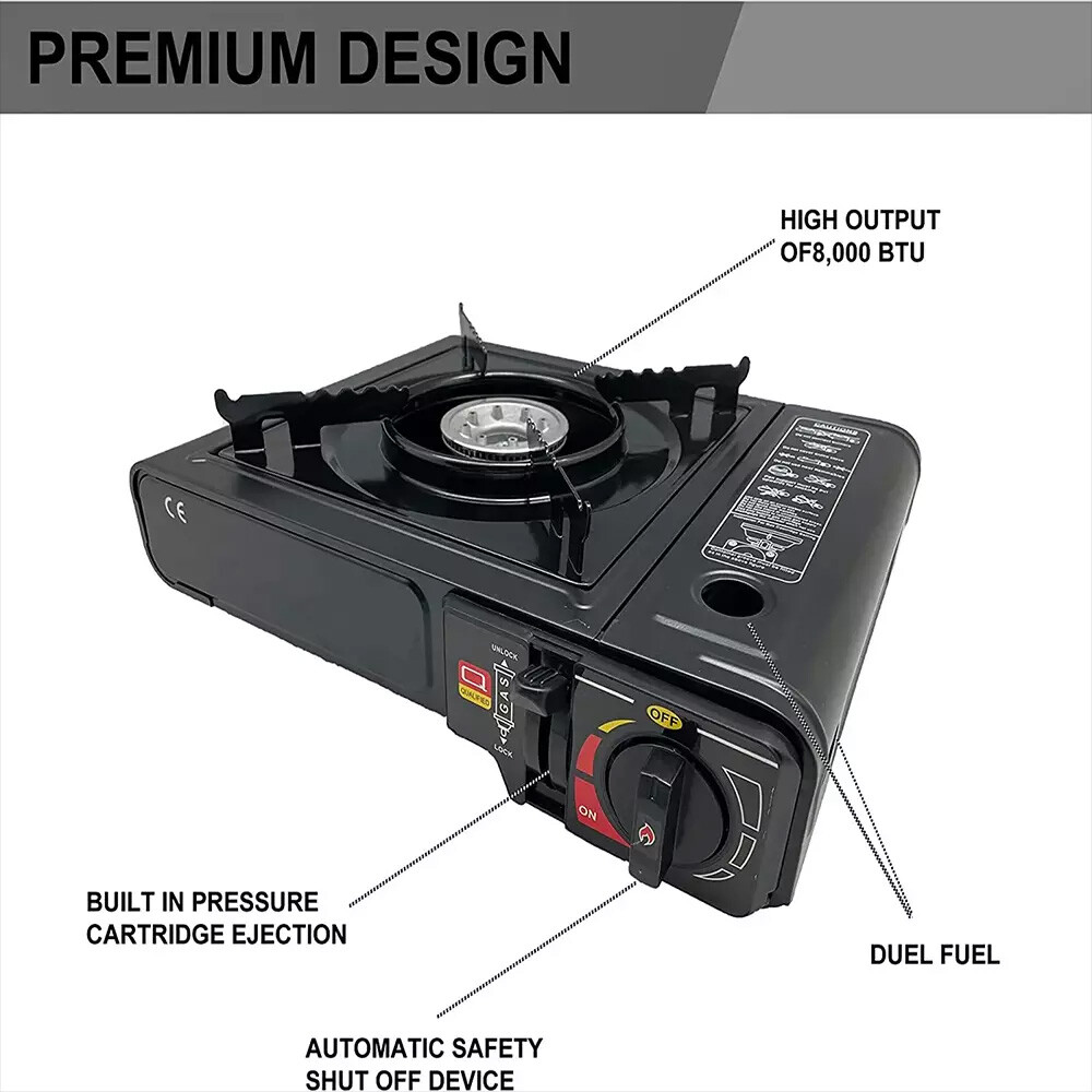 3500W Camping Stove Propane&Butane Windproof Fire Dual Fuel Brass Cooking Burner
