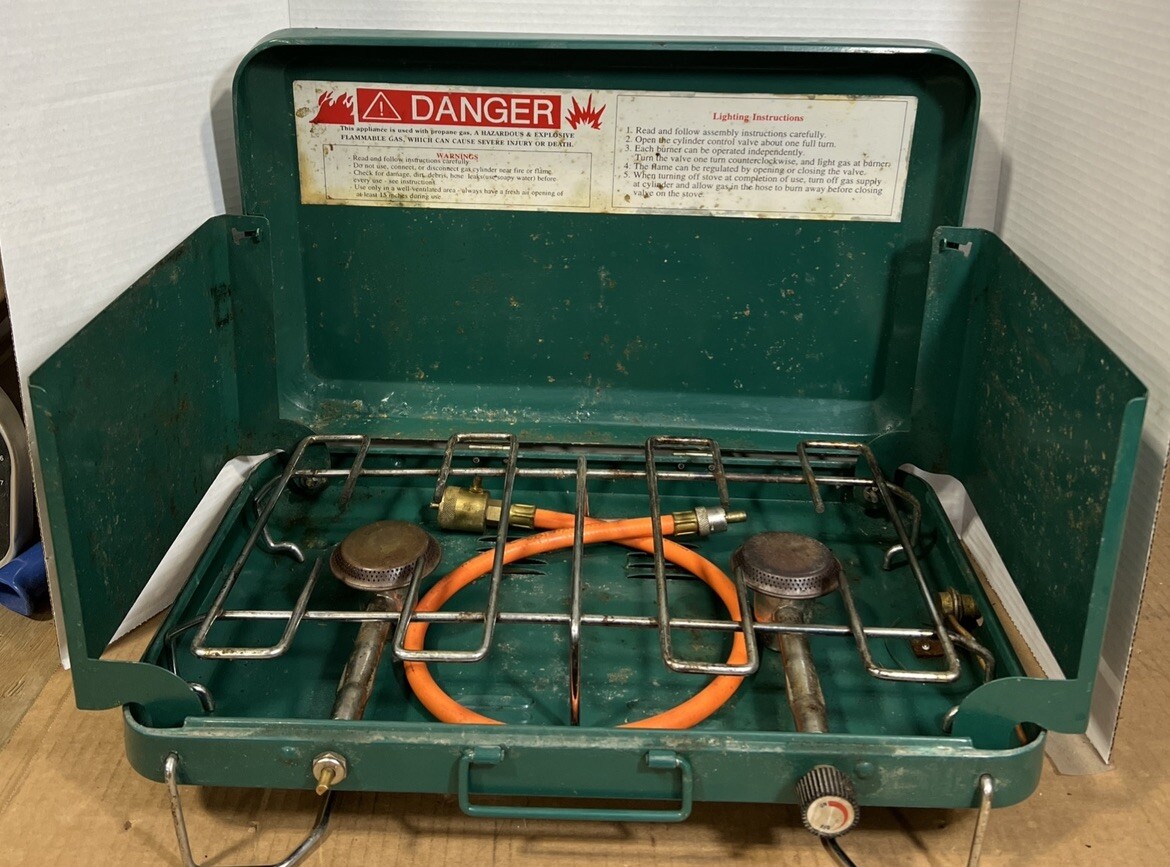 Unbranded Camper Vintage Propane Stove Two Burner Green