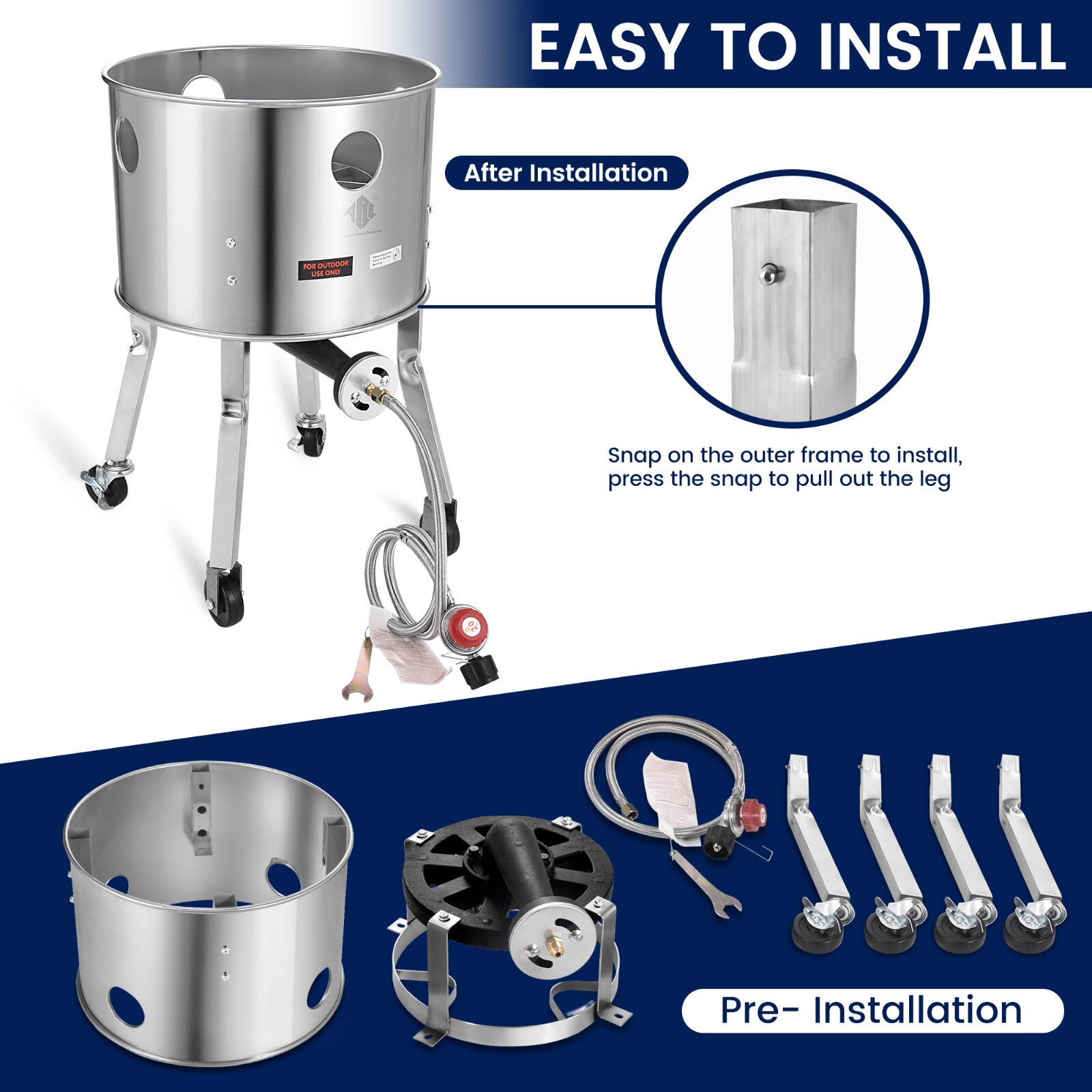 Stainless Steel 200,000 BTU. Single Propane Burner For Outdoor Cooking Gas Stove