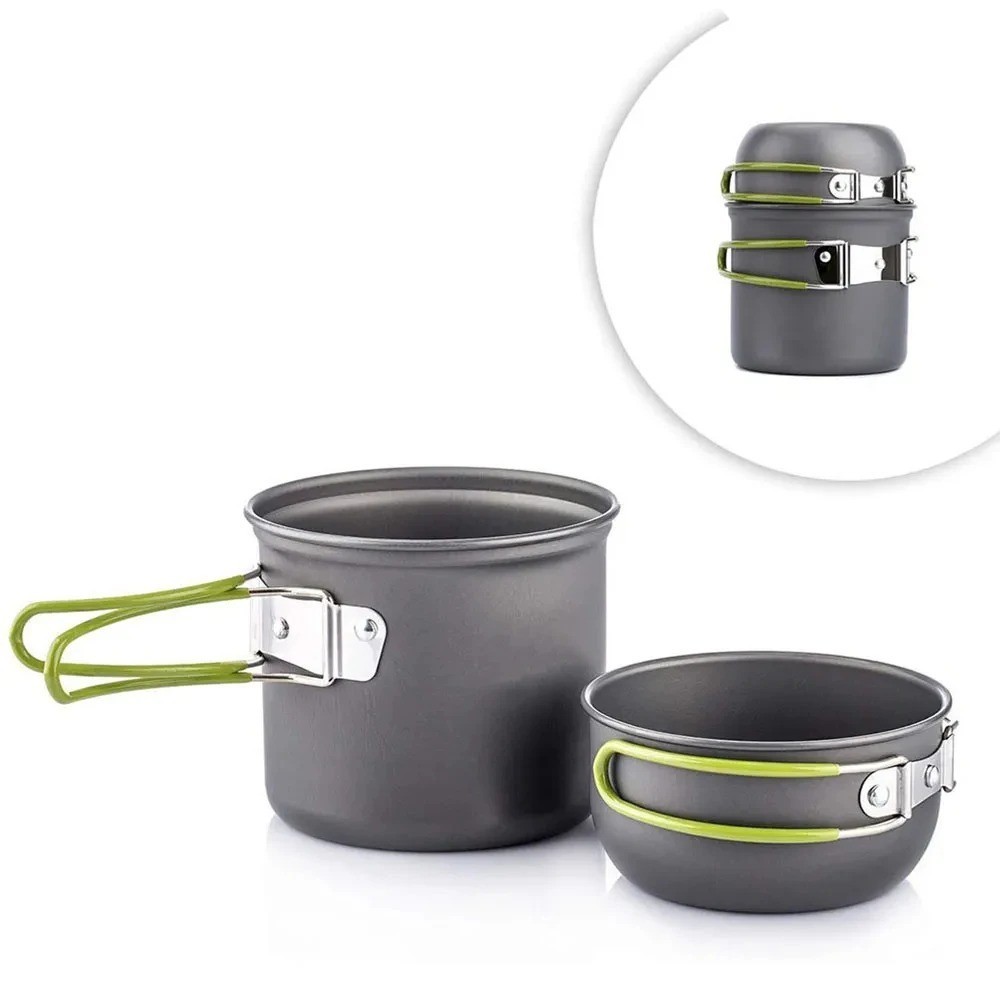 Portable Gas Camping Stove Butane Propane Burner Outdoor Hiking Picnic+Cookware