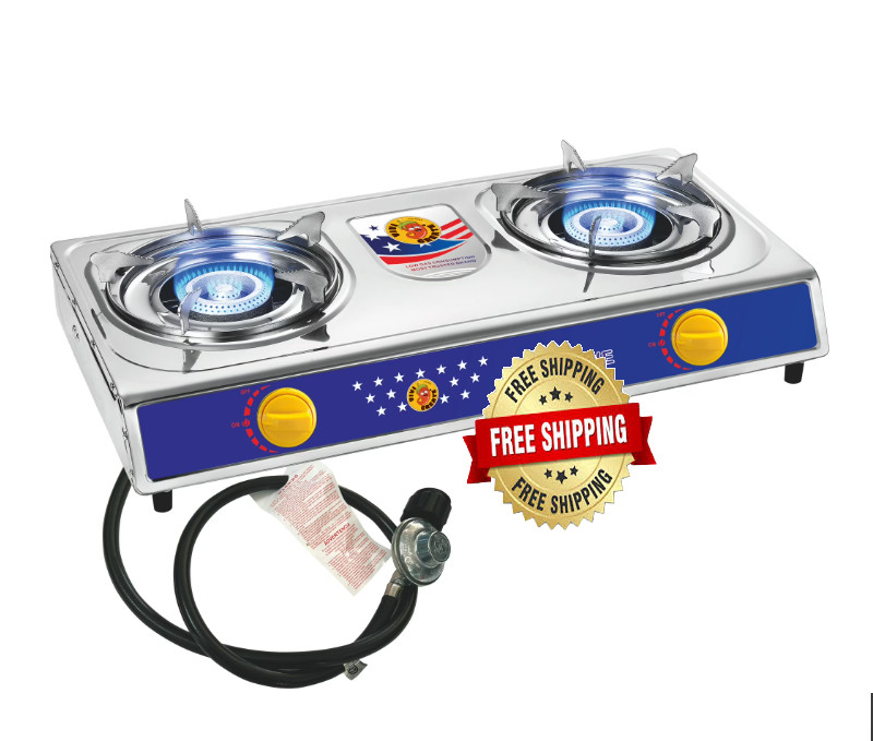 Double 20,000 BTU Stove Propane 2 Burner Gas Outdoor Portable Camping Camp Grill