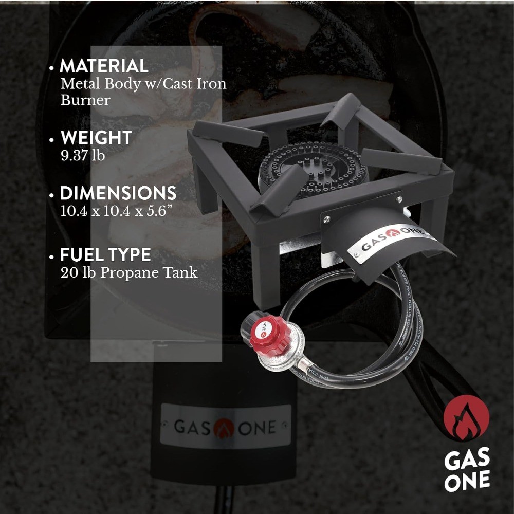 High Pressure Propane Burner 1-Burner Outdoor Stove with Heat Shield Guard