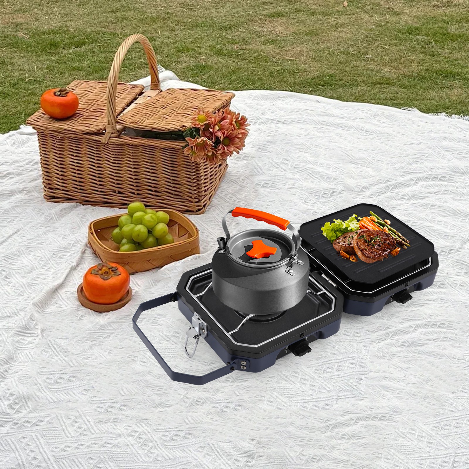 Foldable 2-Burner Camping Stove, Portable Grill for Outdoor Cooking