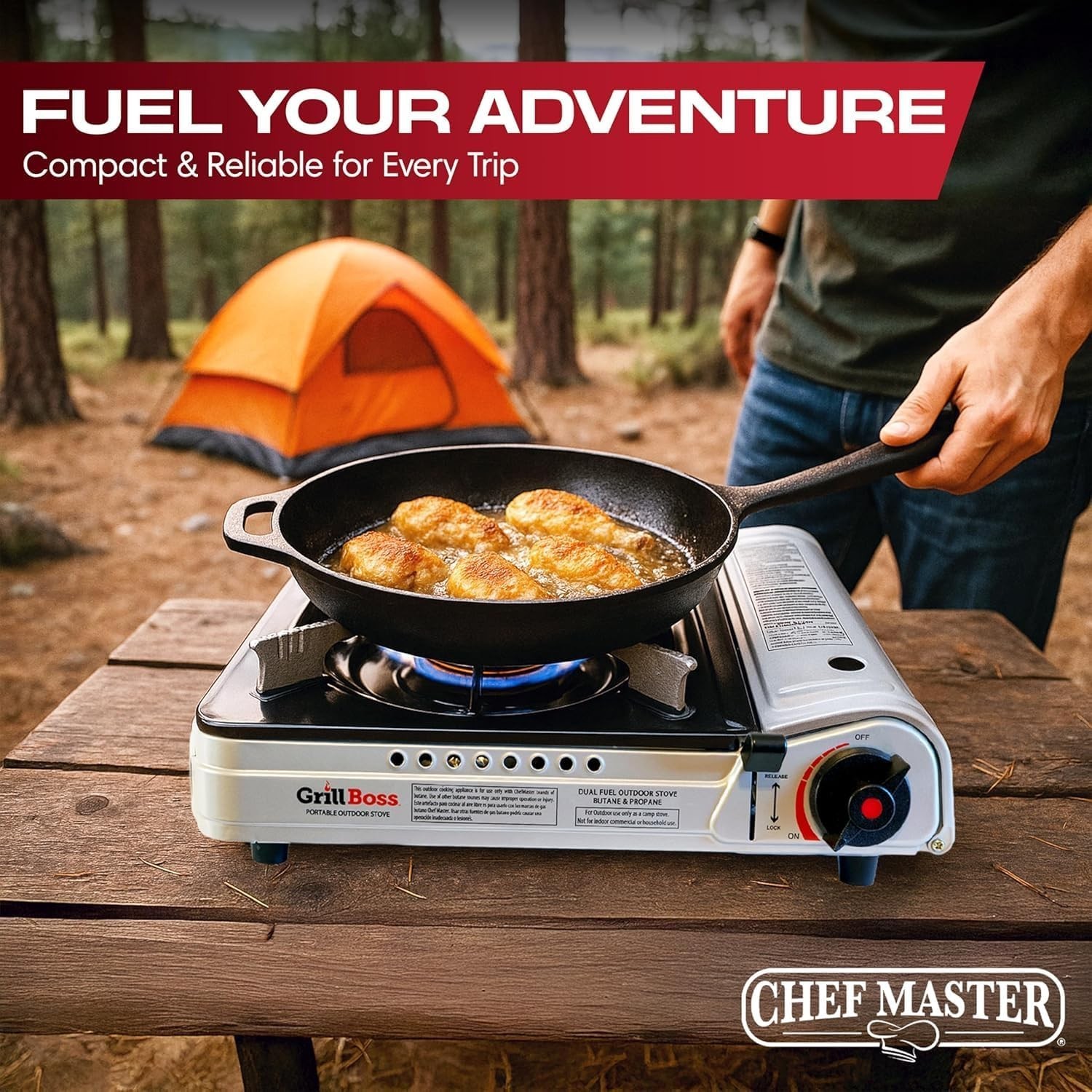 Grill Boss Dual Fuel Camp Stove – 12,000 BTU Butane & Propane Portable Stoves…