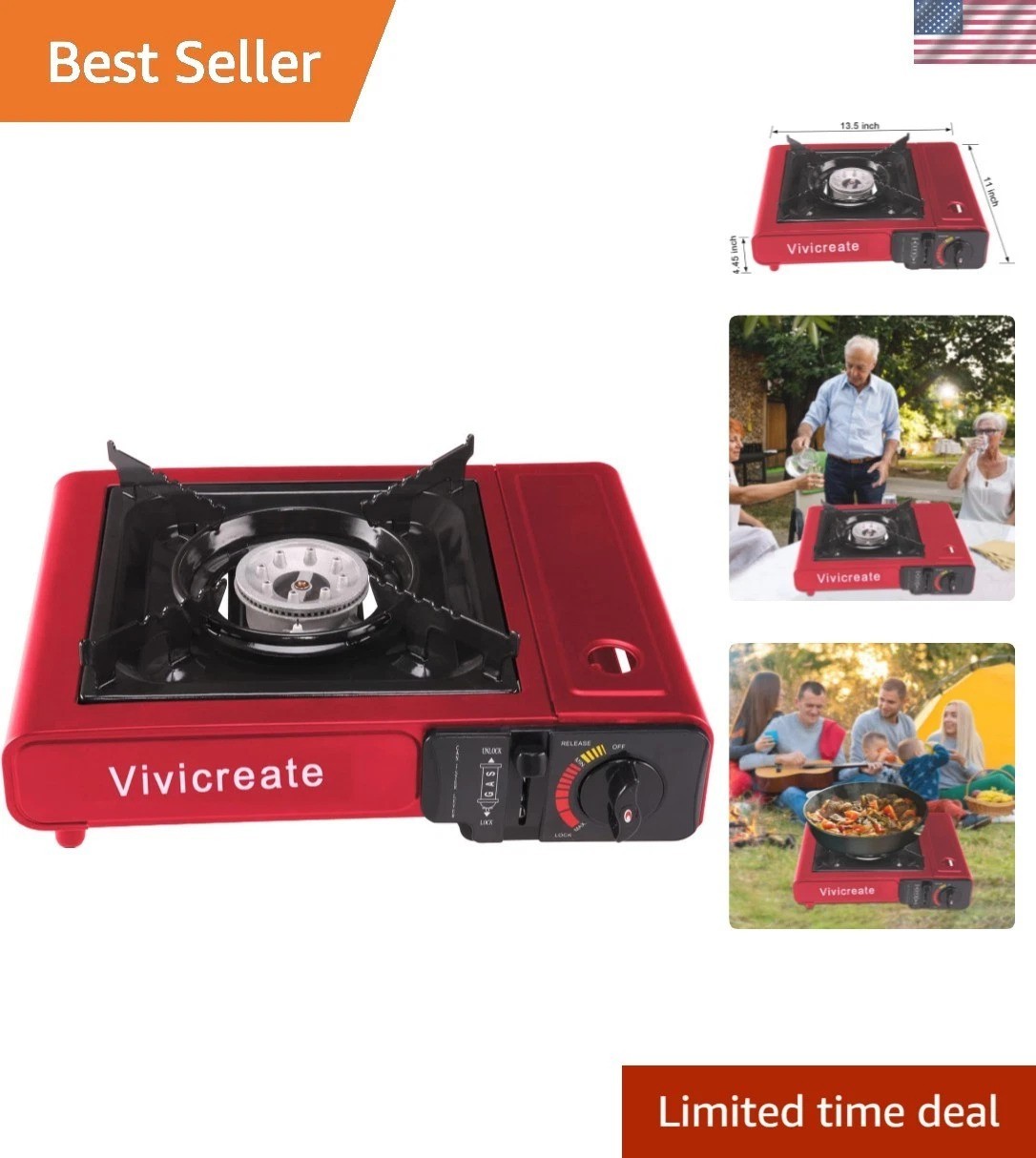 Compact 8500 BTU Butane Burner with Automatic Ignition & Safety Lock – Outdoors