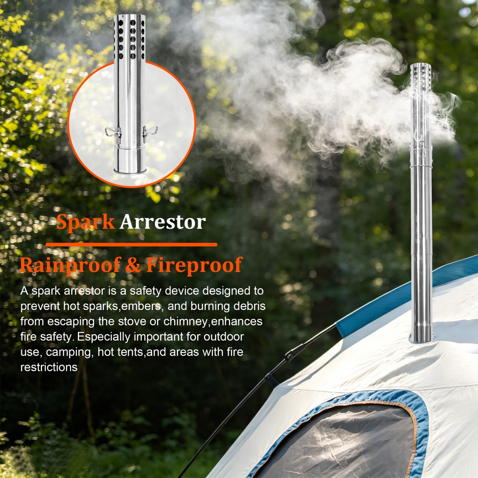 Portable Wood Burning Stove with 6 Chimney Pipes Heavy Duty Hot Tent Heater USA