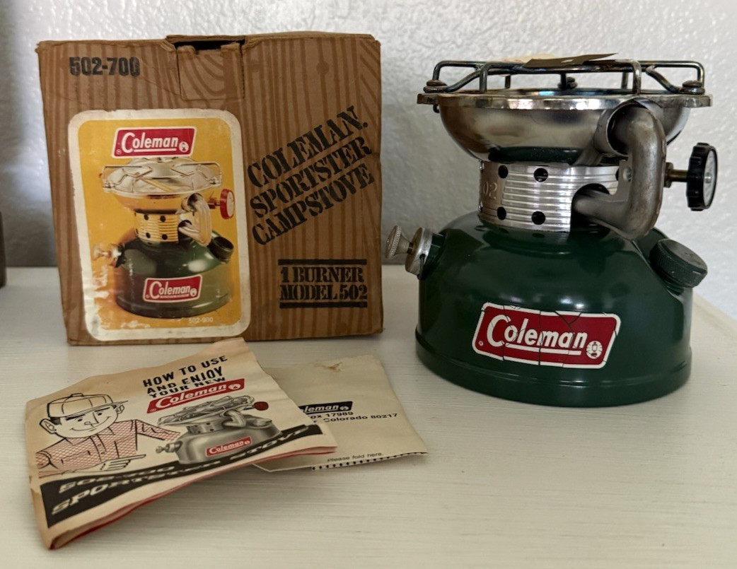 Vintage Coleman 502-700 Sportster Stove w/ Original Box & Paperwork Dated 9/79
