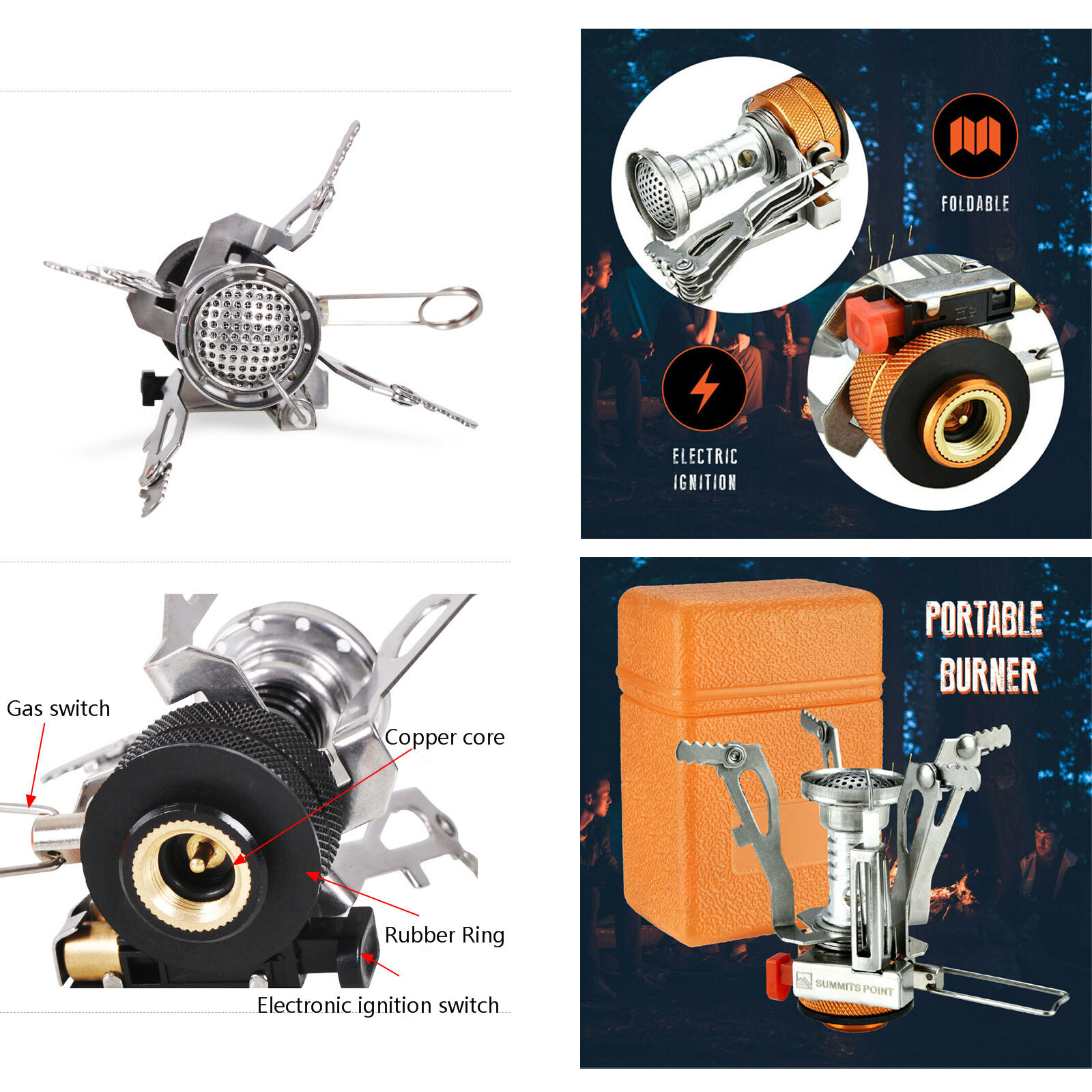 Portable Gas Camping Stove Butane Propane Burner Outdoor Hiking Picnic Cookware