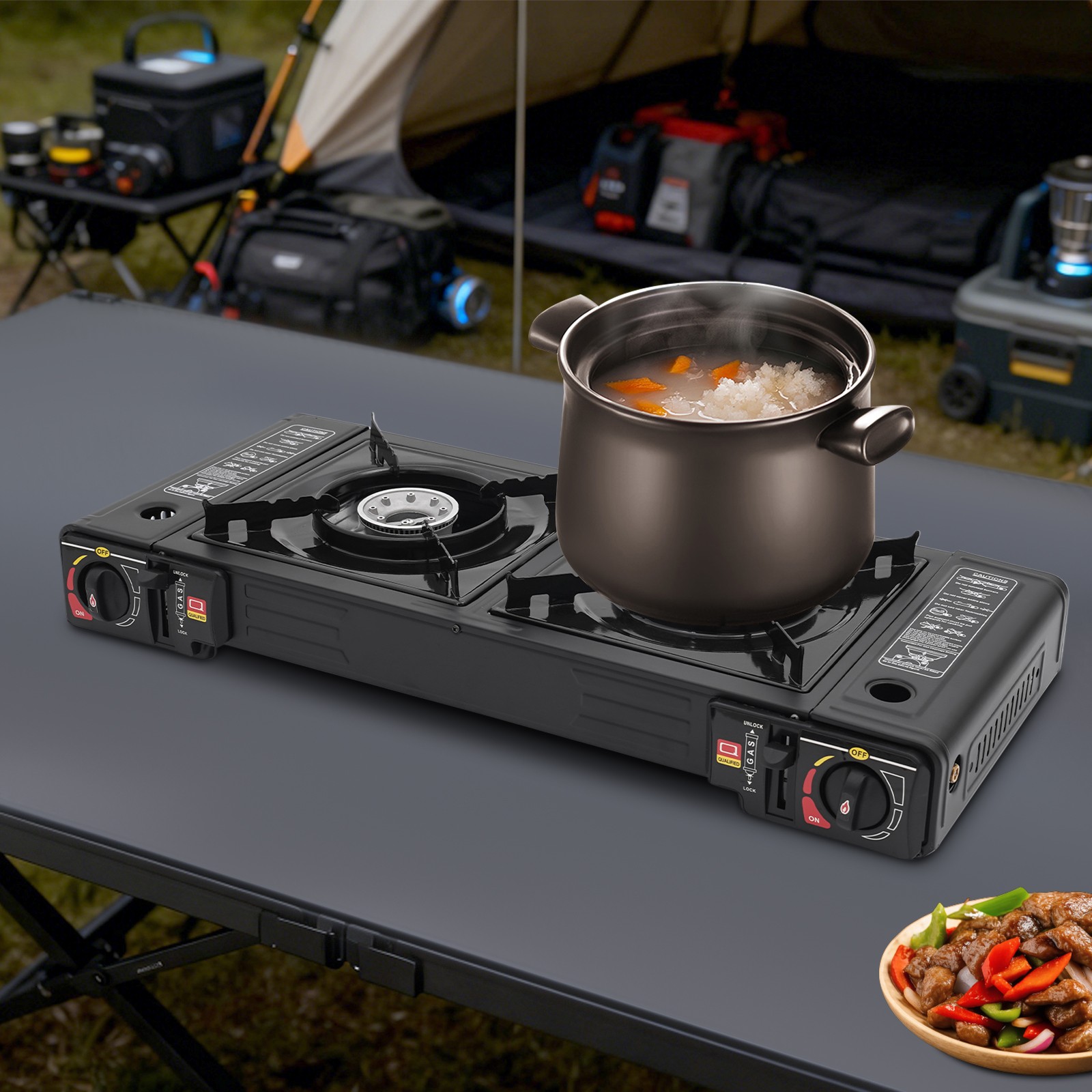 Double Burner Butane Stove Camping Stove Butane for indoor and outdoor use