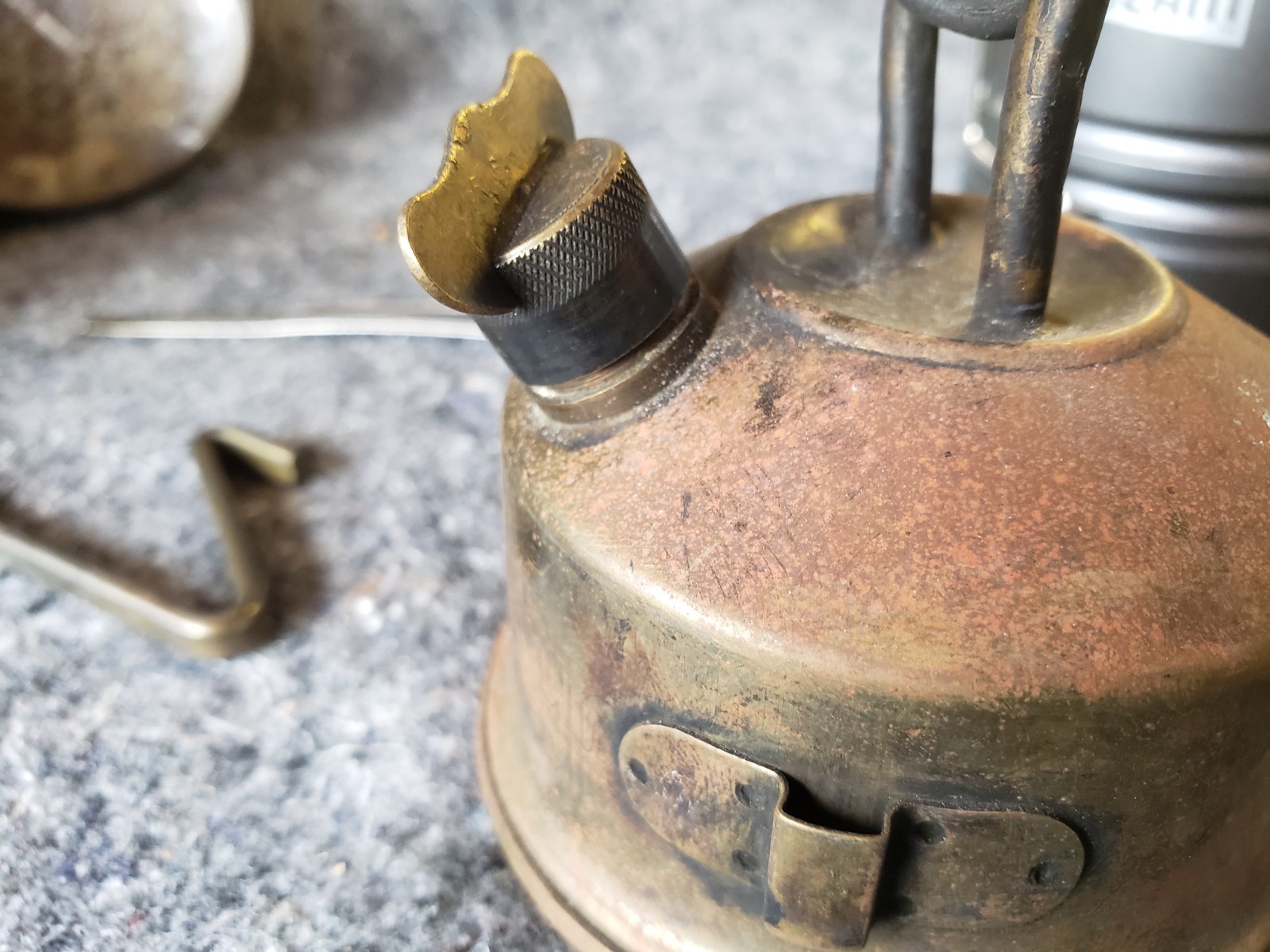 Compact Camper Stove in Tin Container, 40’s or 50’s. With fuel tank