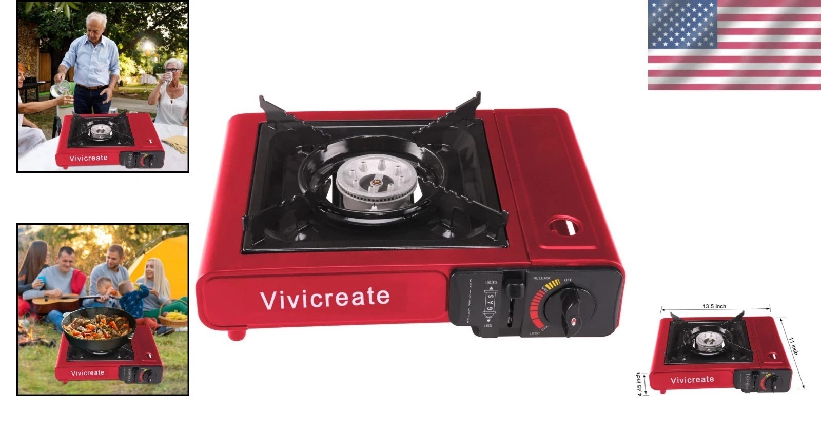 Compact 8500 BTU Butane Burner with Automatic Ignition & Safety Lock – Outdoors