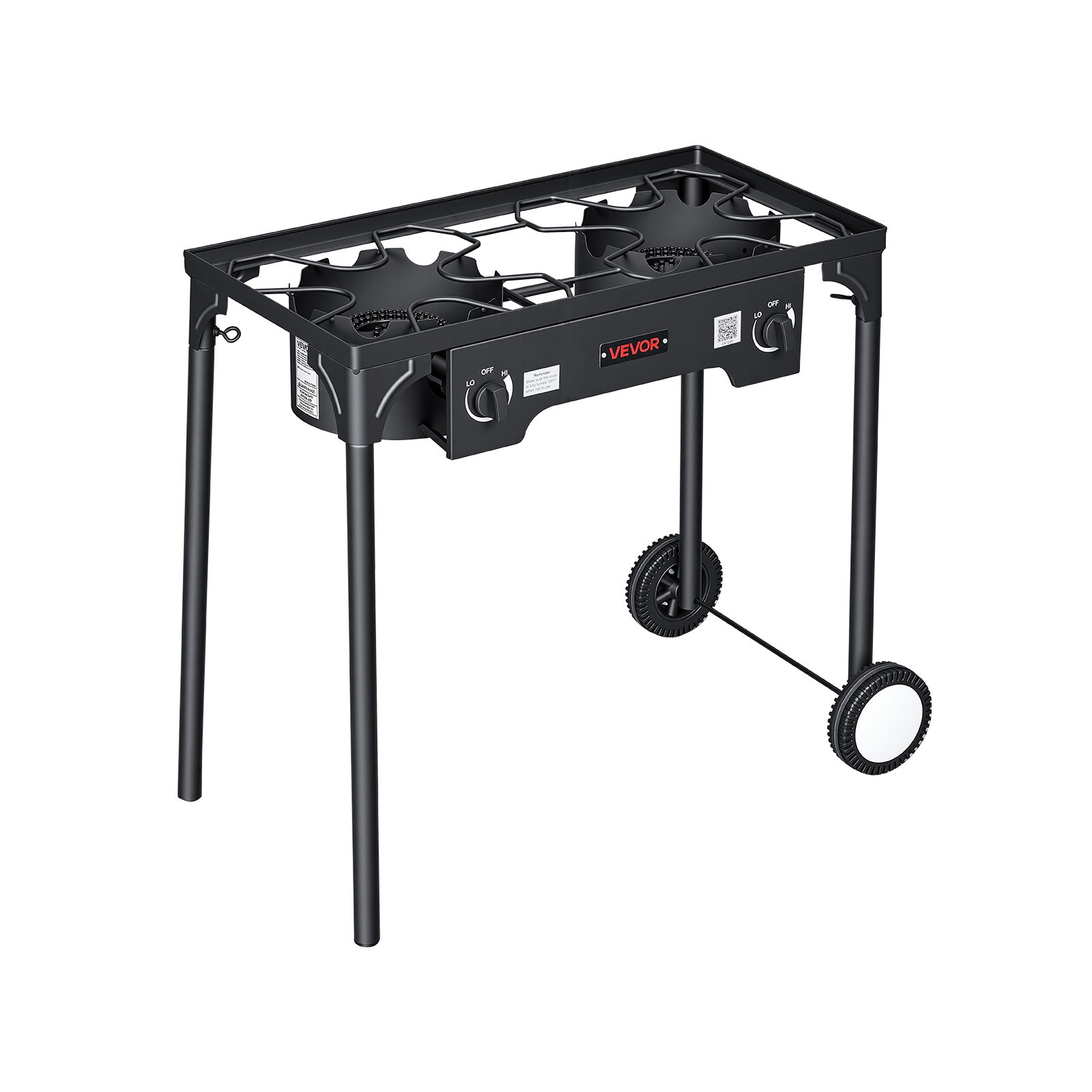 VEVOR 2 Burner Propane Gas Stove 150000 BTU Outdoor Camping Cooker with Wheels