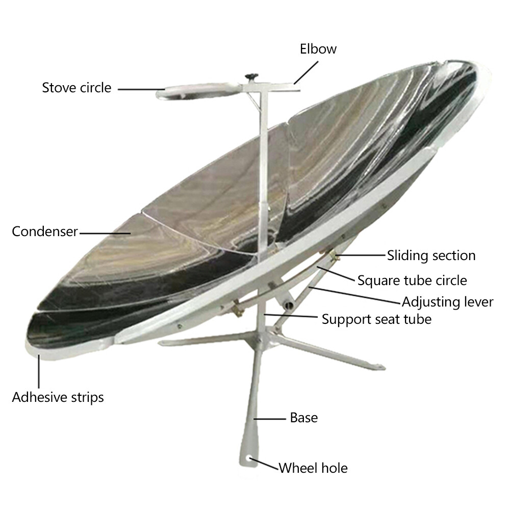 1800W Parabolic Solar Cooker High Efficiency Sun Oven 700-1000°C Outdoor Camping