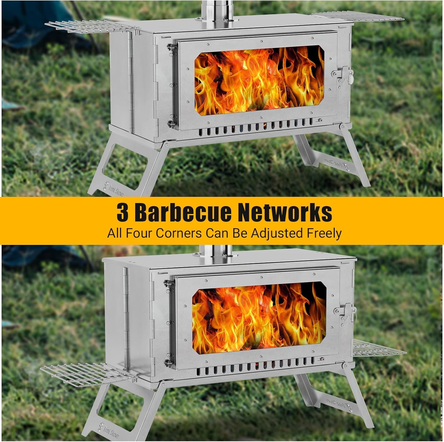 Portable Hot Tent Stove,Stainless Steel Stove with Pipe Bag,Backpacking,Heating