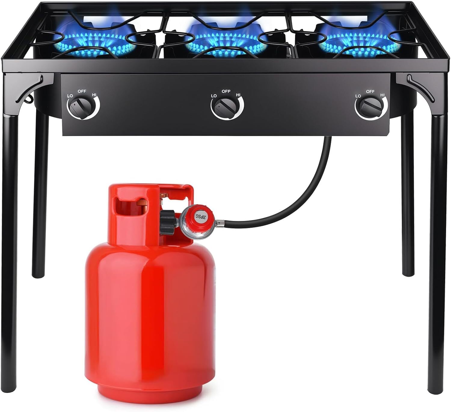 Portable Propane 225,000-BTU 3 Burner Gas Cooker Outdoor Camping Stove Grill