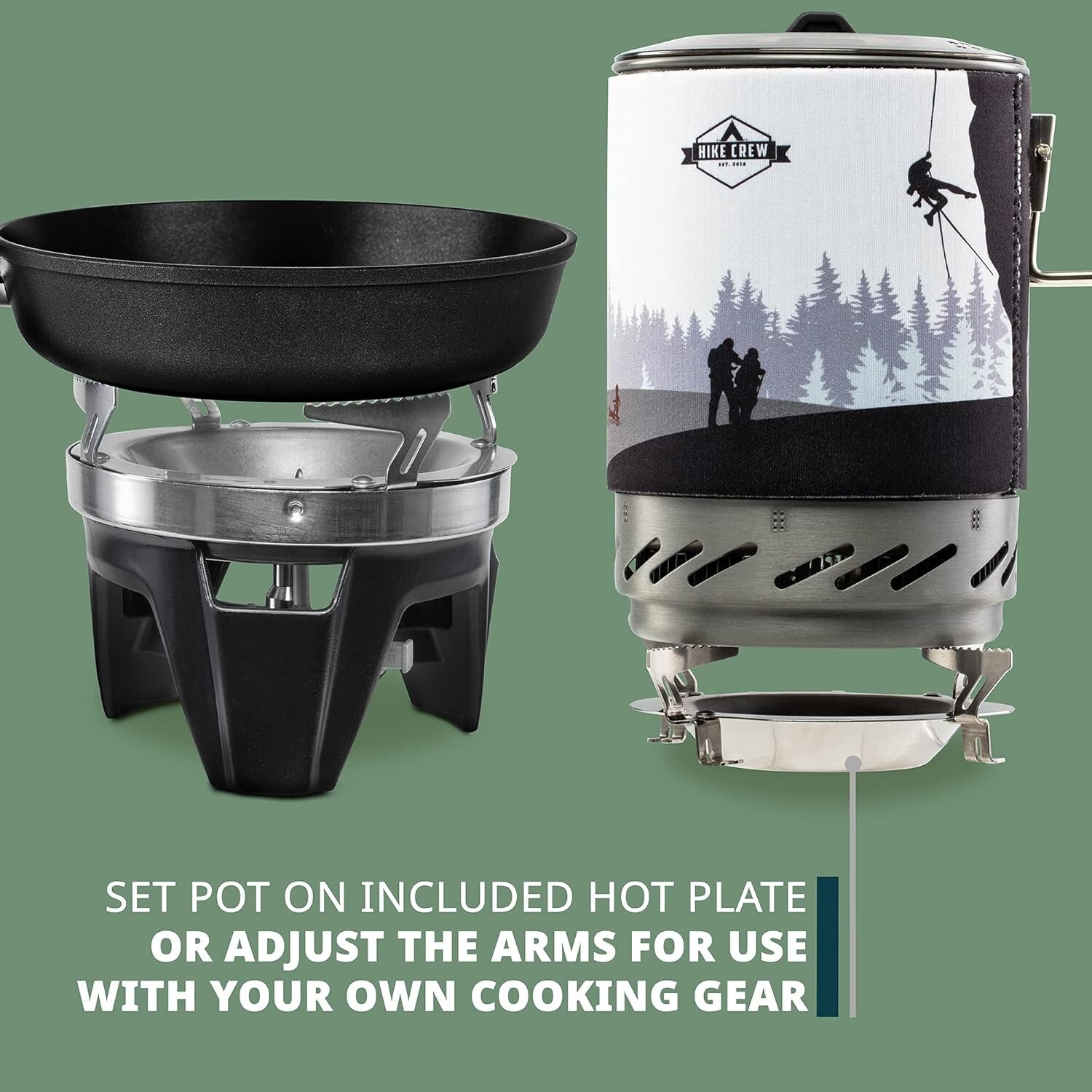 Hike Crew Portable Gas Stove with Pot Set, Camping Cooking System Jetboil Style