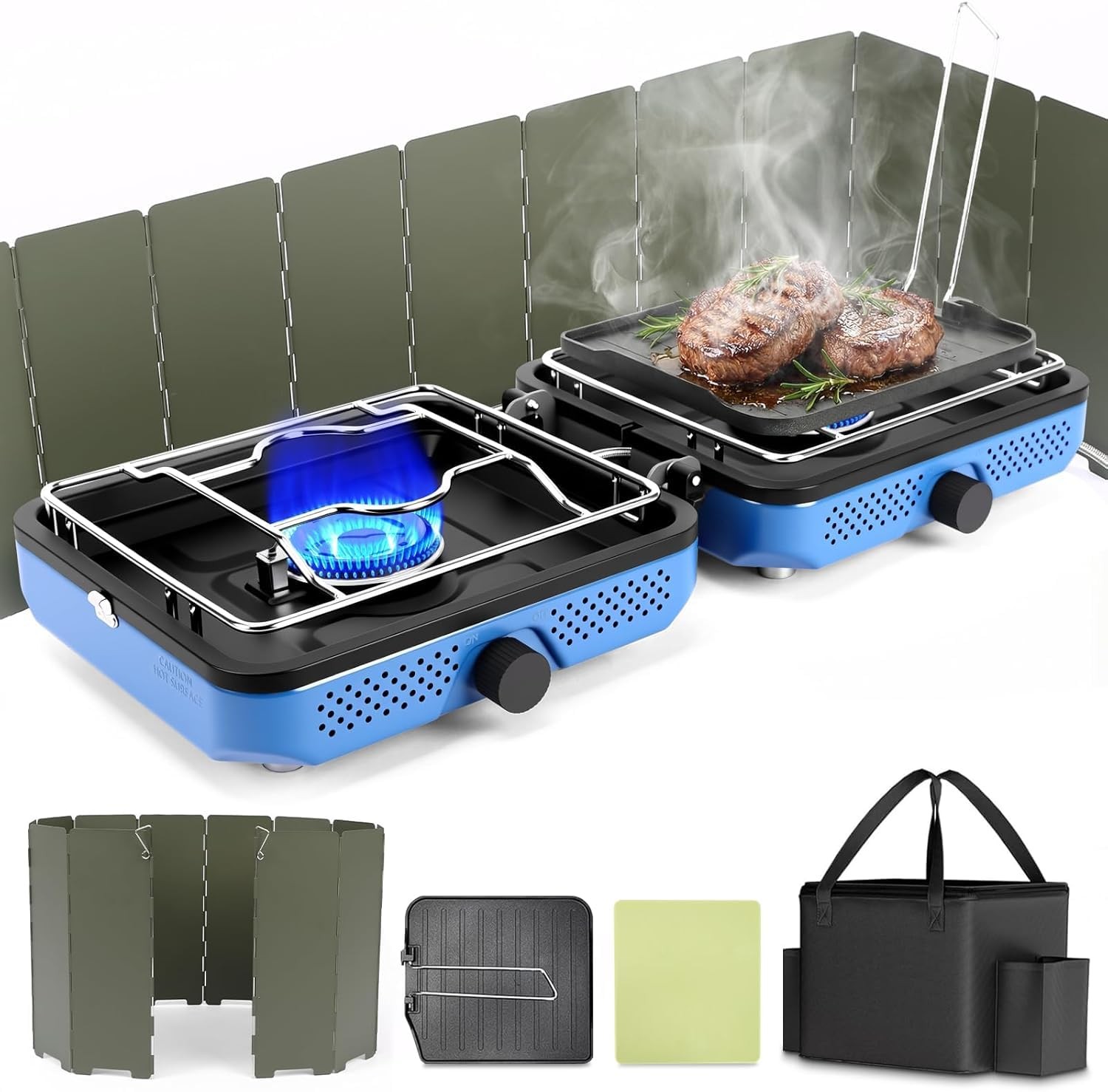 2 Burners Camping Stove with Windscreen for Camping,RV Essentials