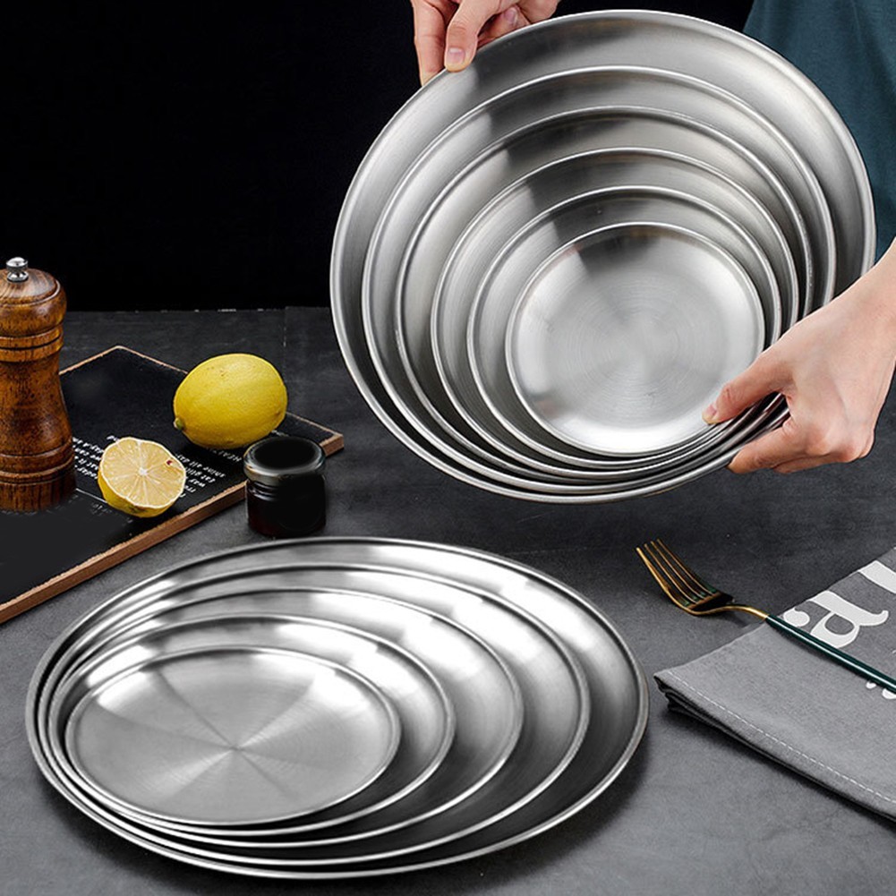 2pcs Stainless Steel For Camping Plates for Outdoor Kitchen and Picnics