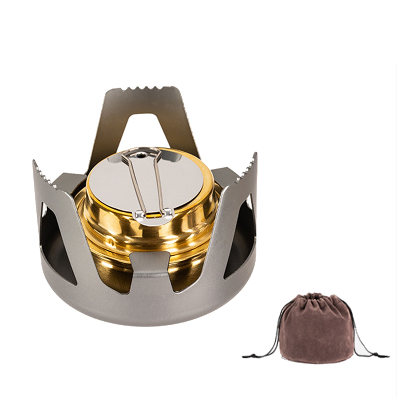 Mini Alcohol Stove Foldable Control Handle Compatible with Camping Cookware