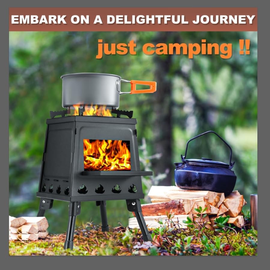 Wood Burning Camping Stove Portable Cast Iron Camping Wood Stove Oudoor Cooking