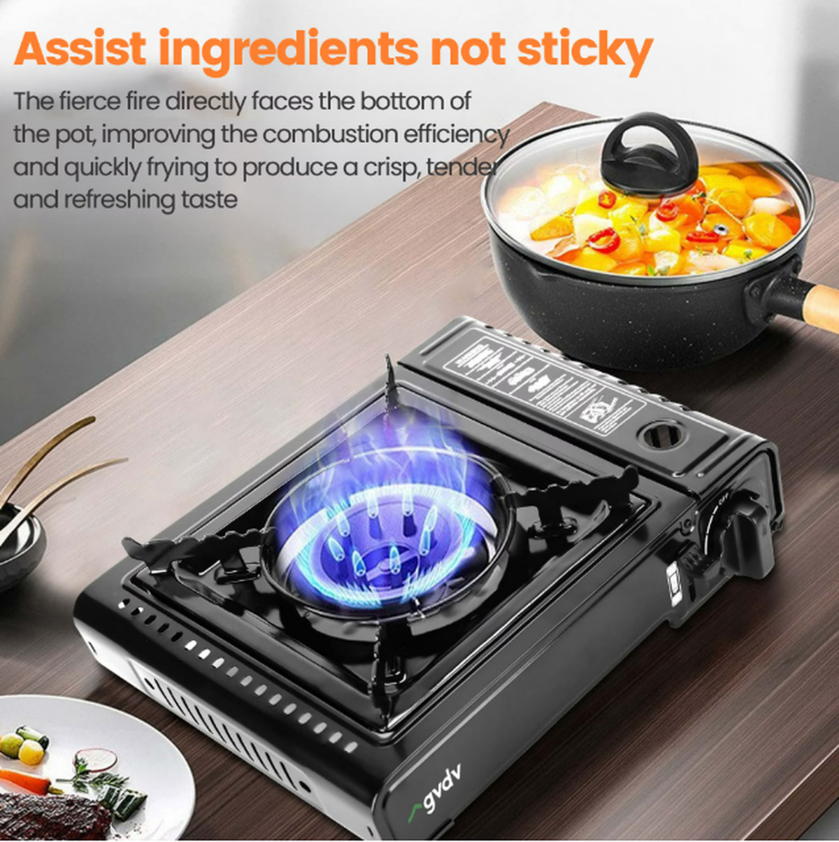 GVDV Portable Camping Stove, 1 Burner Butane Gas Stove w/ Updated Carrying Case