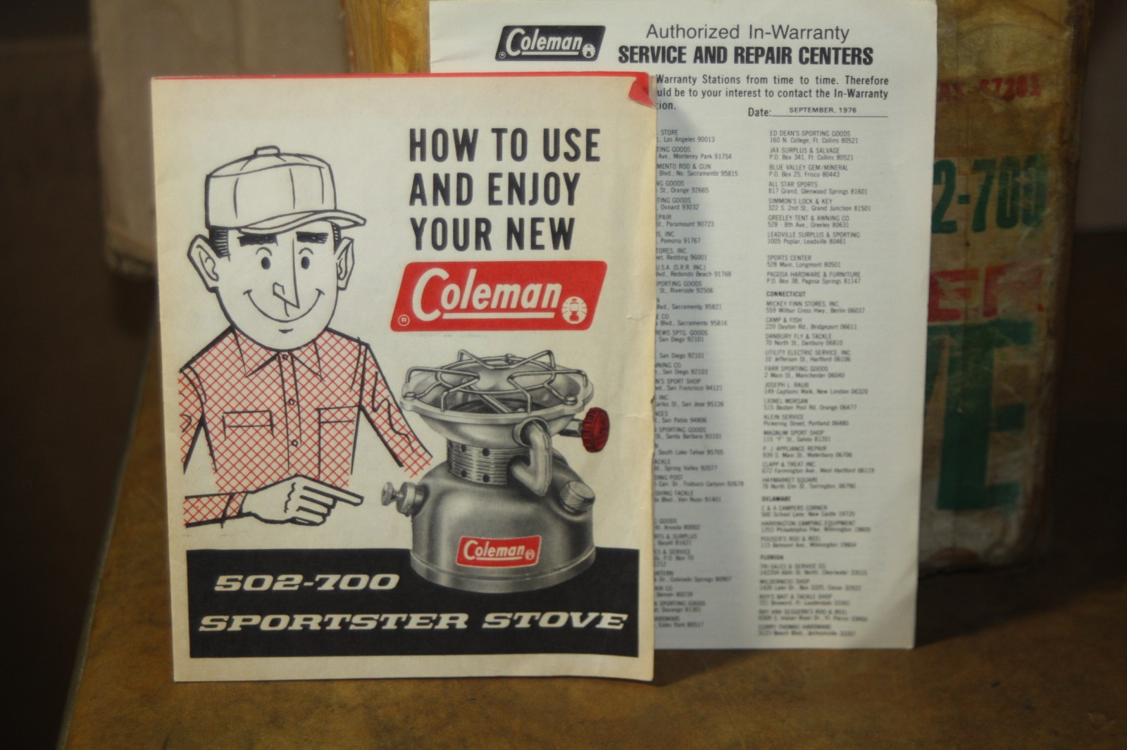 Vintage 3 -77 Coleman Sportster 502-700 Single Burner Camp Stove w/ Papers & Box
