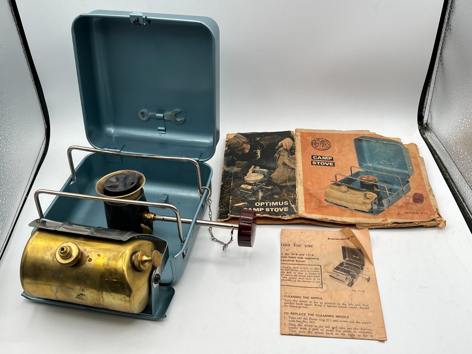Vintage Optimus 111B Portable Camp Stove White Gas Backpacking Camping – Sweden