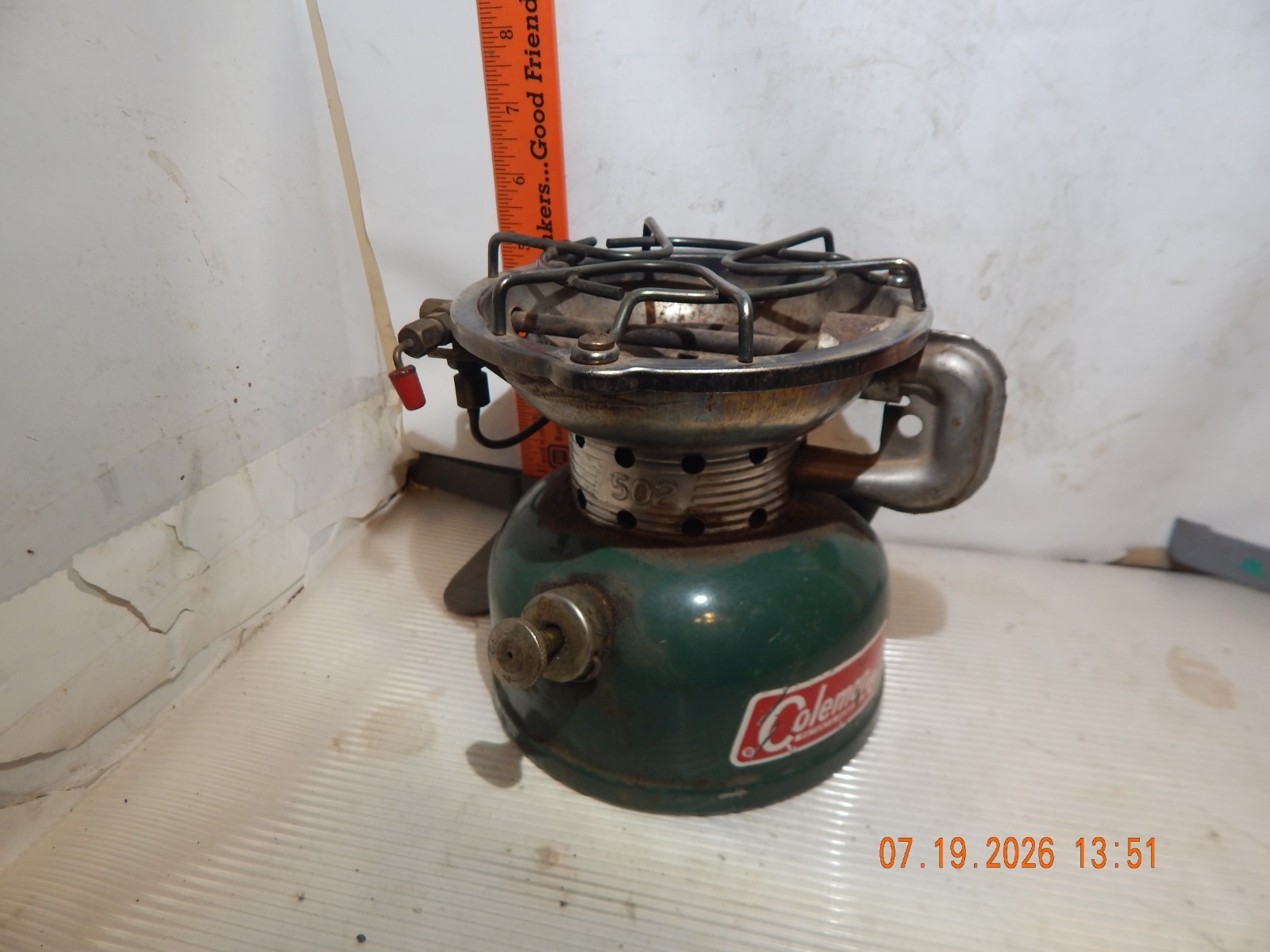 Vintage Coleman 502 Green Single Burner Camp Stove Tested Works 6/69