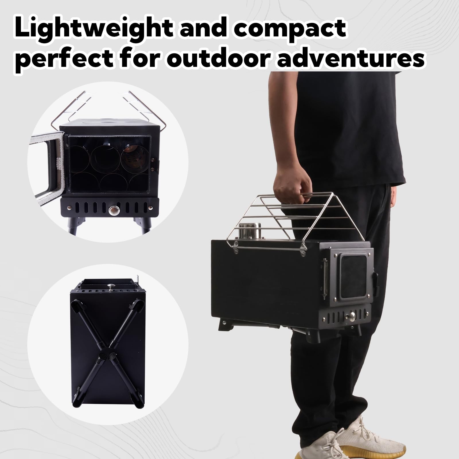 Huskfirm Wood Burning Stove,Tent Stove for Heating,Folding Black-LOGO