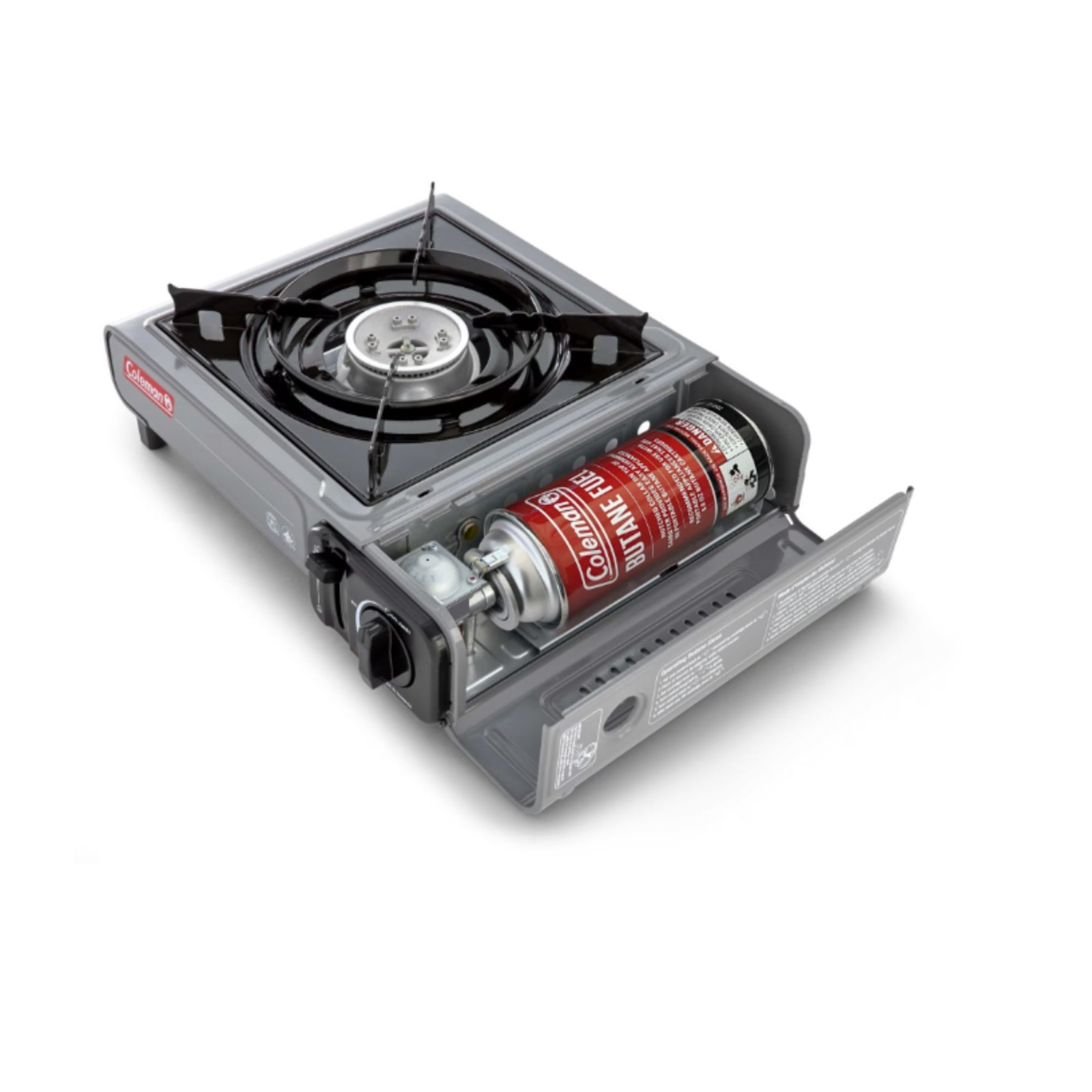 Tabletop Butane Gas Camping Stove, 1-Burner, Gray