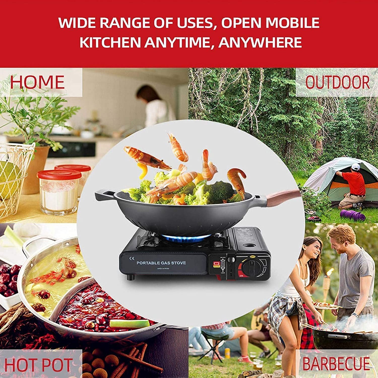 3500W Camping Stove Propane&Butane Windproof Fire Dual Fuel Brass Cooking Burner