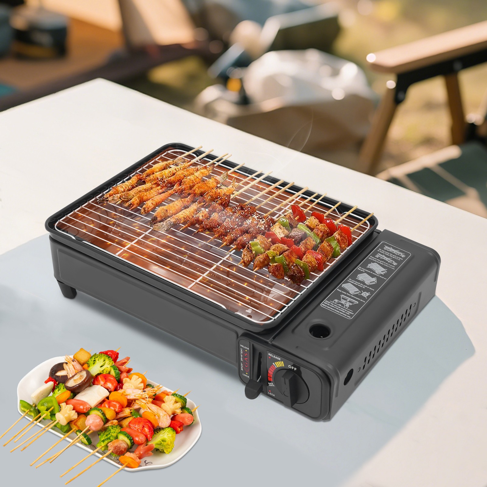 42*26*11cm Gas Barbecue Stove Gas Griddle Countertop Grill Stove LPG Tank Fuel