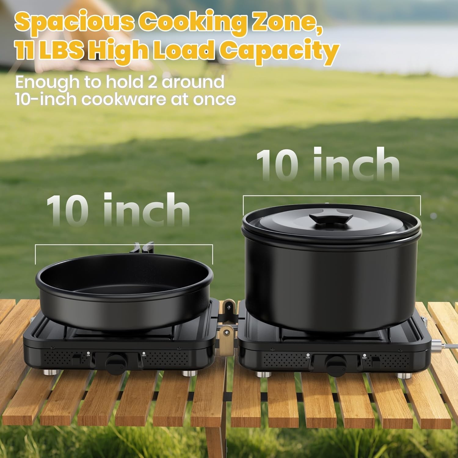 Camp Stove Propane, 2 Burner Folding Propane Camping Stove with Carrying Bag, Ad