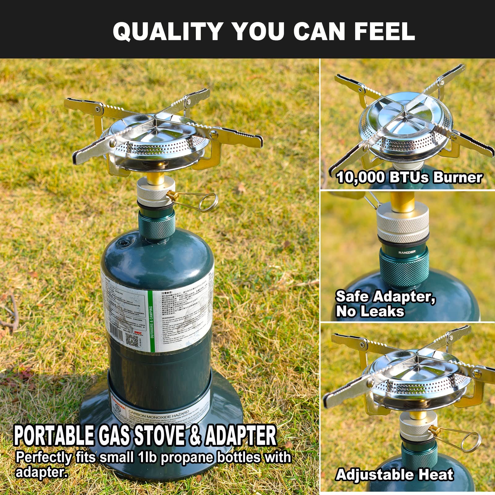 Propane Stove Portable Isobutane Camping Stove with Gas Adapter – 10,000 BTU …
