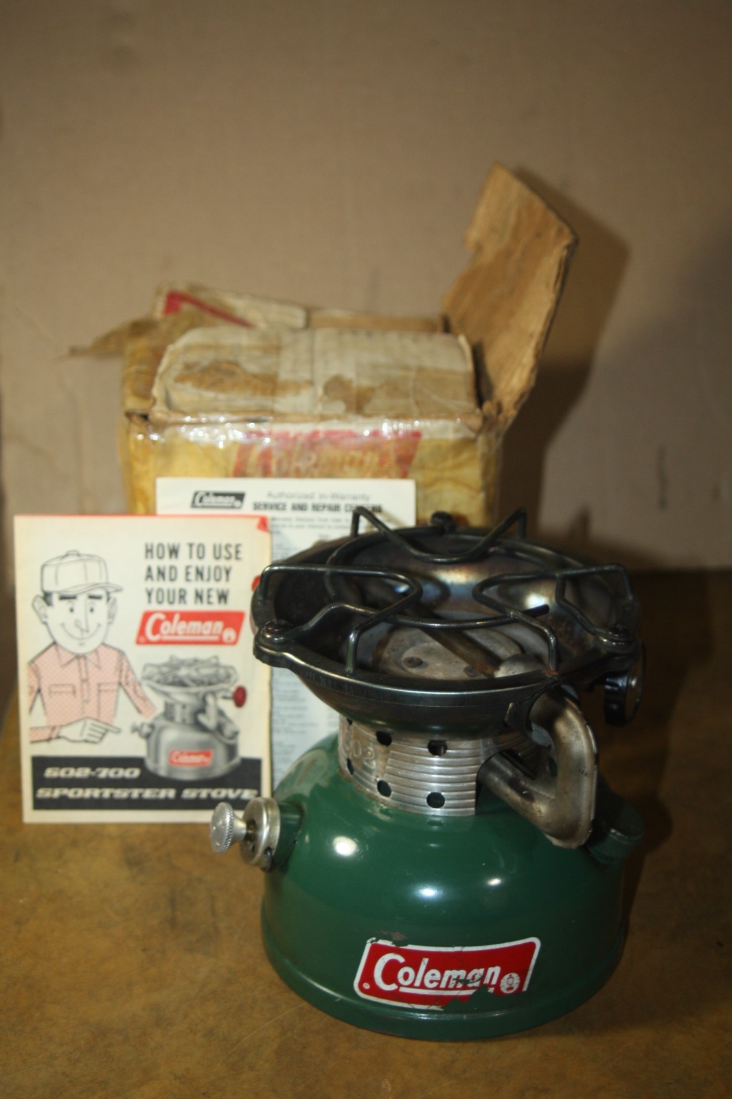 Vintage 3 -77 Coleman Sportster 502-700 Single Burner Camp Stove w/ Papers & Box