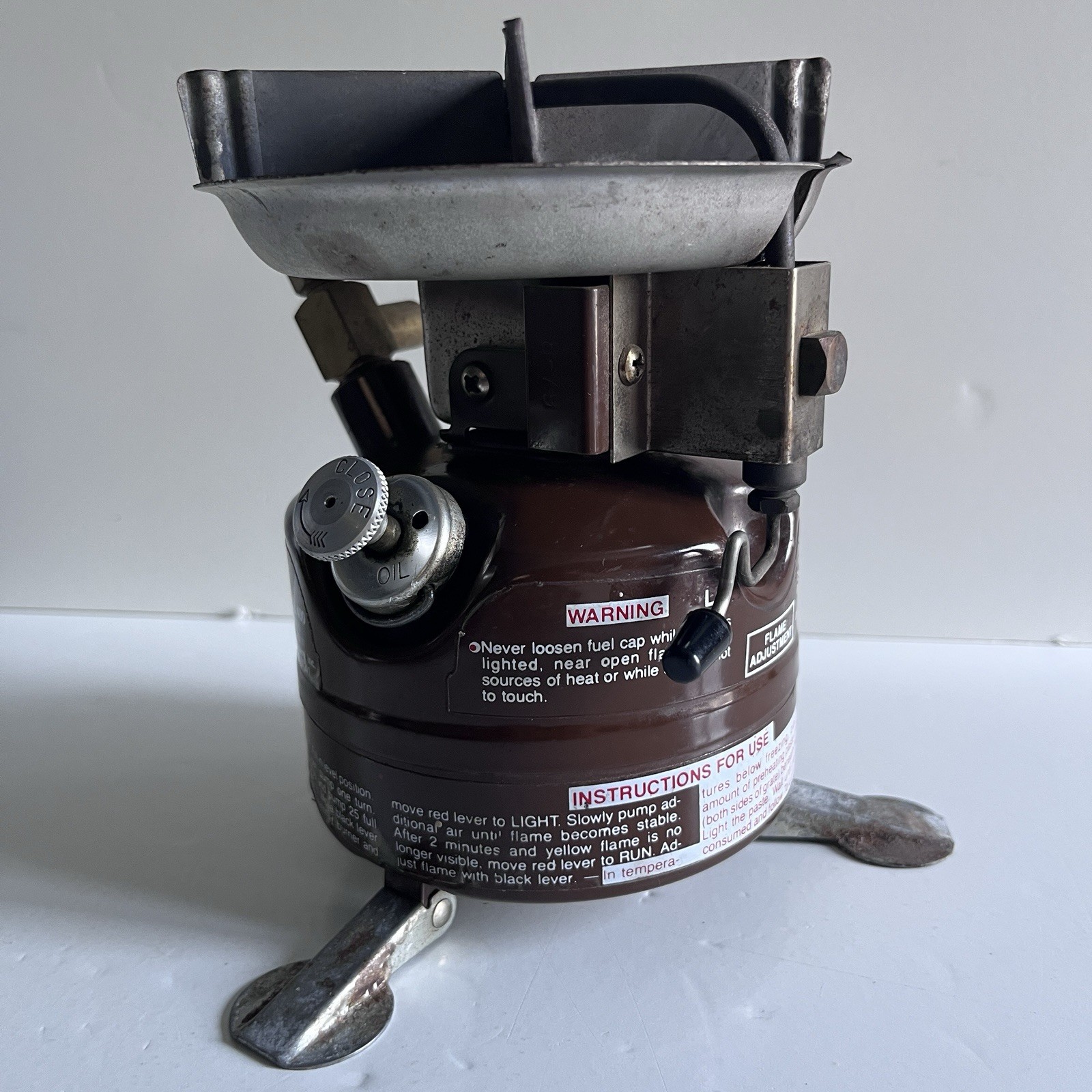 Vintage Coleman Peak 1 Model 400 Brown Backpack Camp Stove Working 8/79 Date
