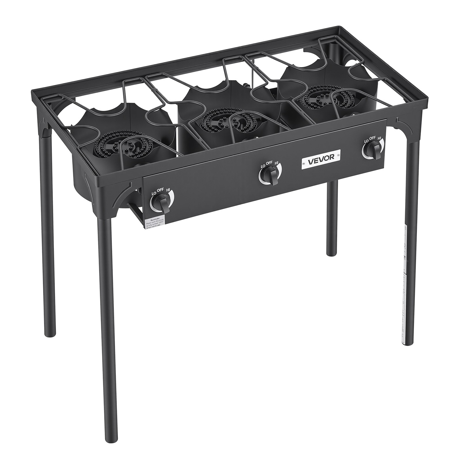 VEVOR 3 Burner Propane Gas Stove 225000 BTU Outdoor Camping Cooker with Shield