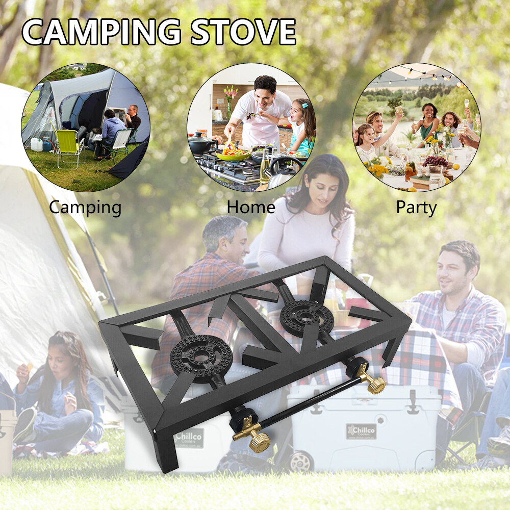Portable Camping Stoves 1/2/3 Burner Iron Propane Gas LPG Outdoor BBQ Cooker