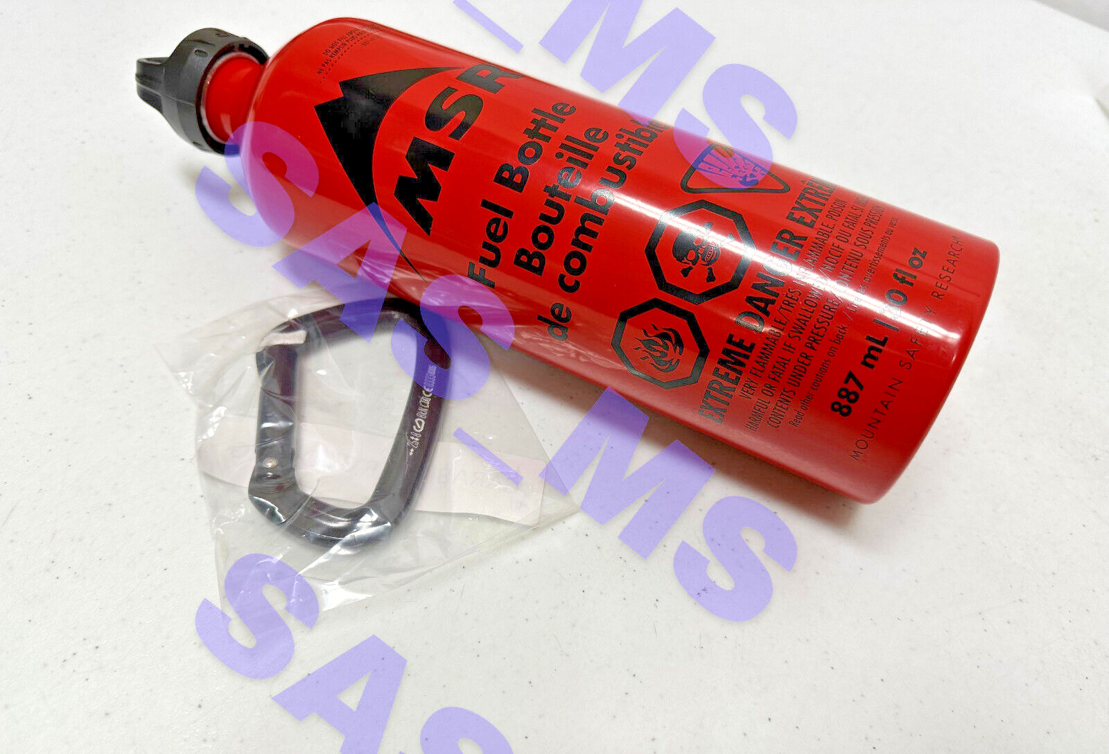 MSR LIQUID FUEL ALUMINUM BOTTLE LEAK PROOF 30 OUNCE WITH 3 INCH D RING NEW