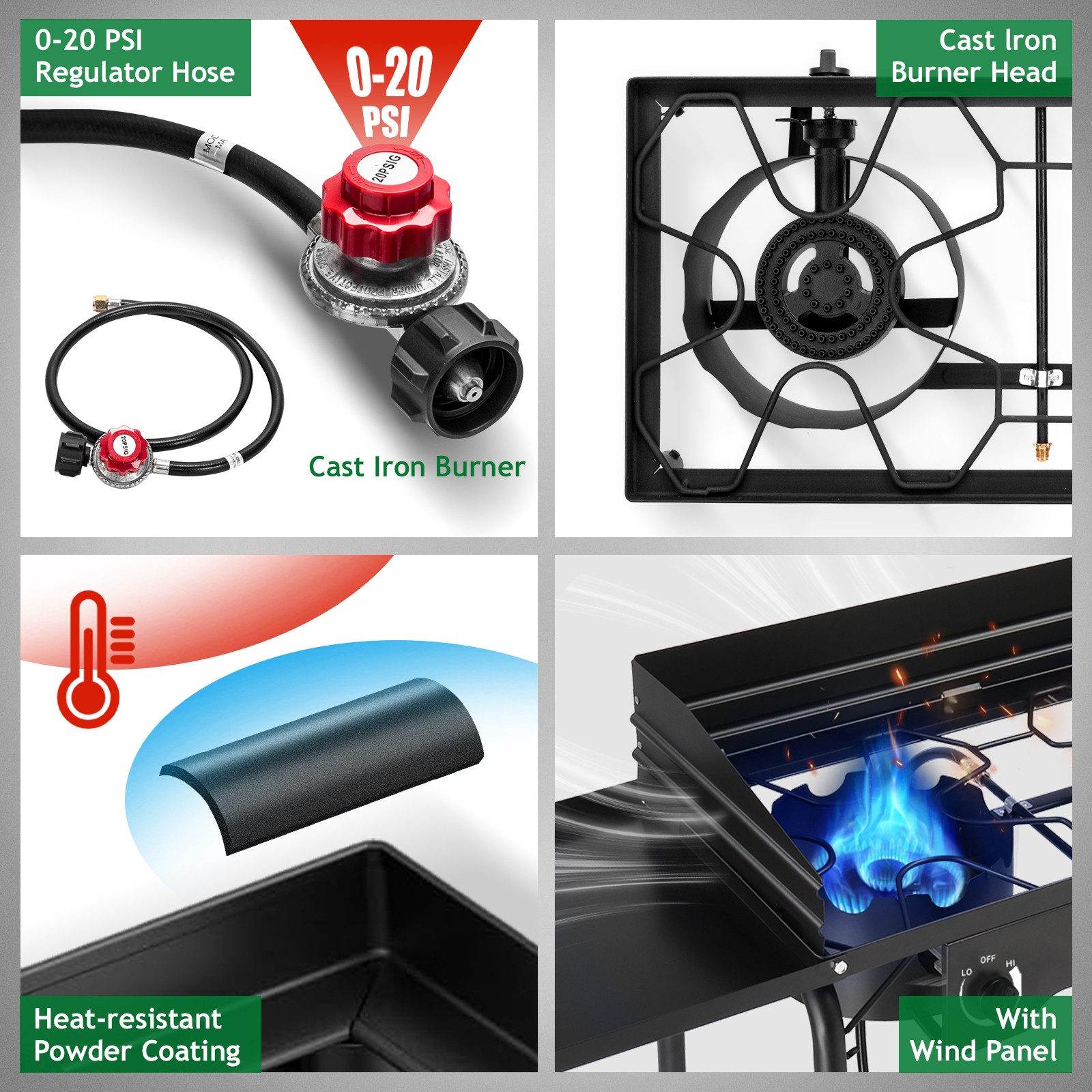 Propane 225,000-BTU 3 Burner Gas Cooker Outdoor Camping Stove BBQ Grill w/ Shelf