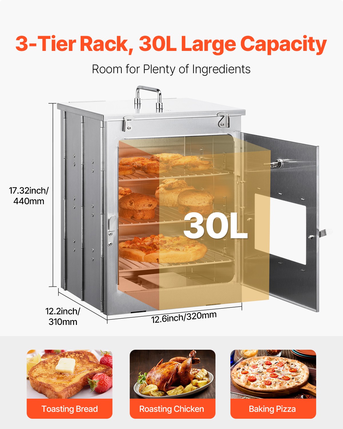 VEVOR Foldable Camping Oven Stainless Steel Portable Camping Stove 3 Tier Grill