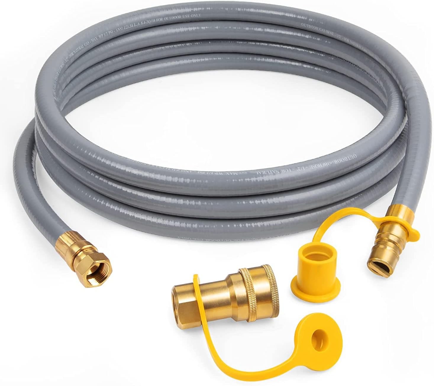 GASPRO 12 Feet 3/8″ ID Natural Gas Hose, Low 12 Feet, Gray, Gold, Yellow