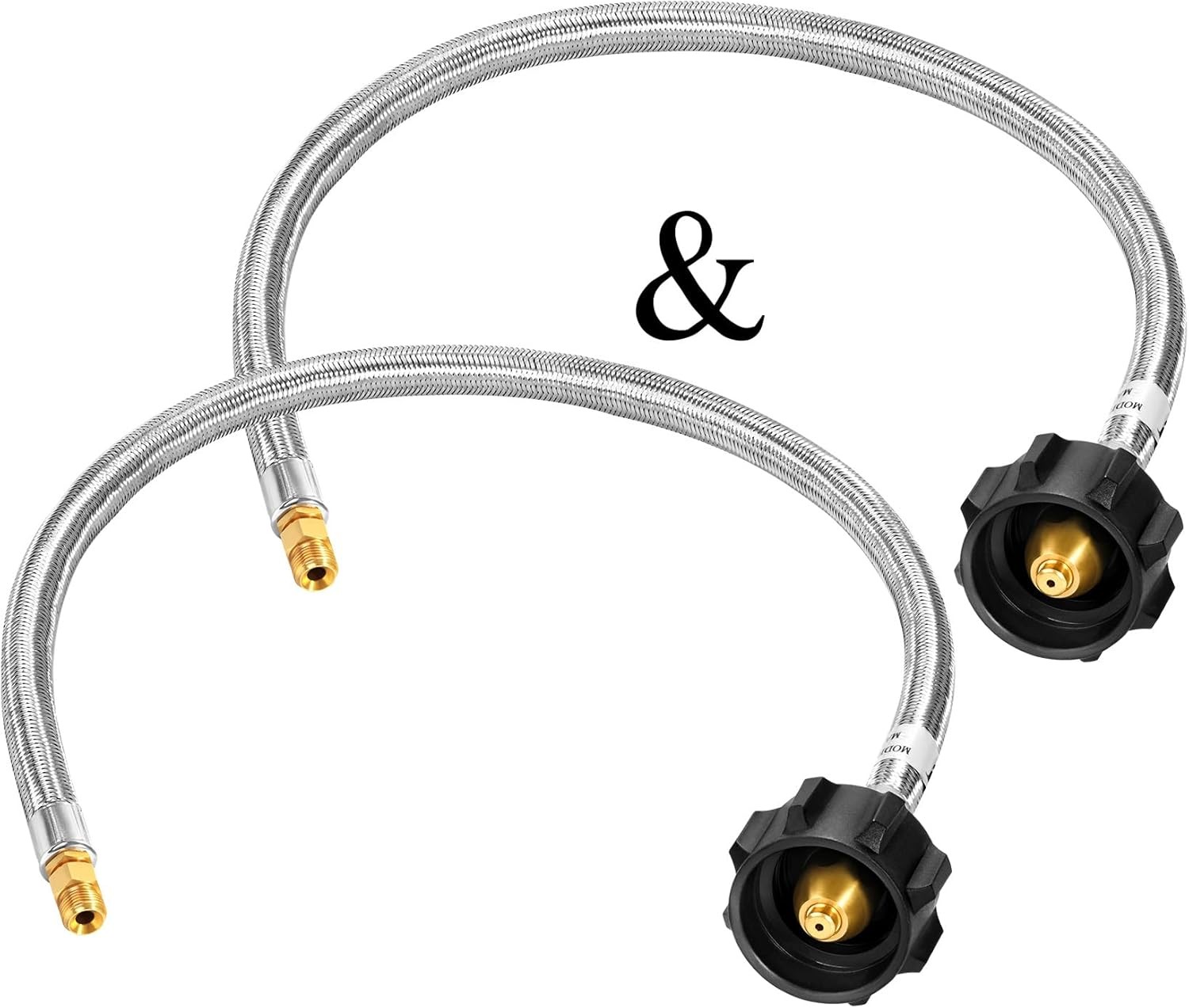 GasSaf 24 inch RV Propane Hose Stainless Steel Braid Connector 2 Feet, Black