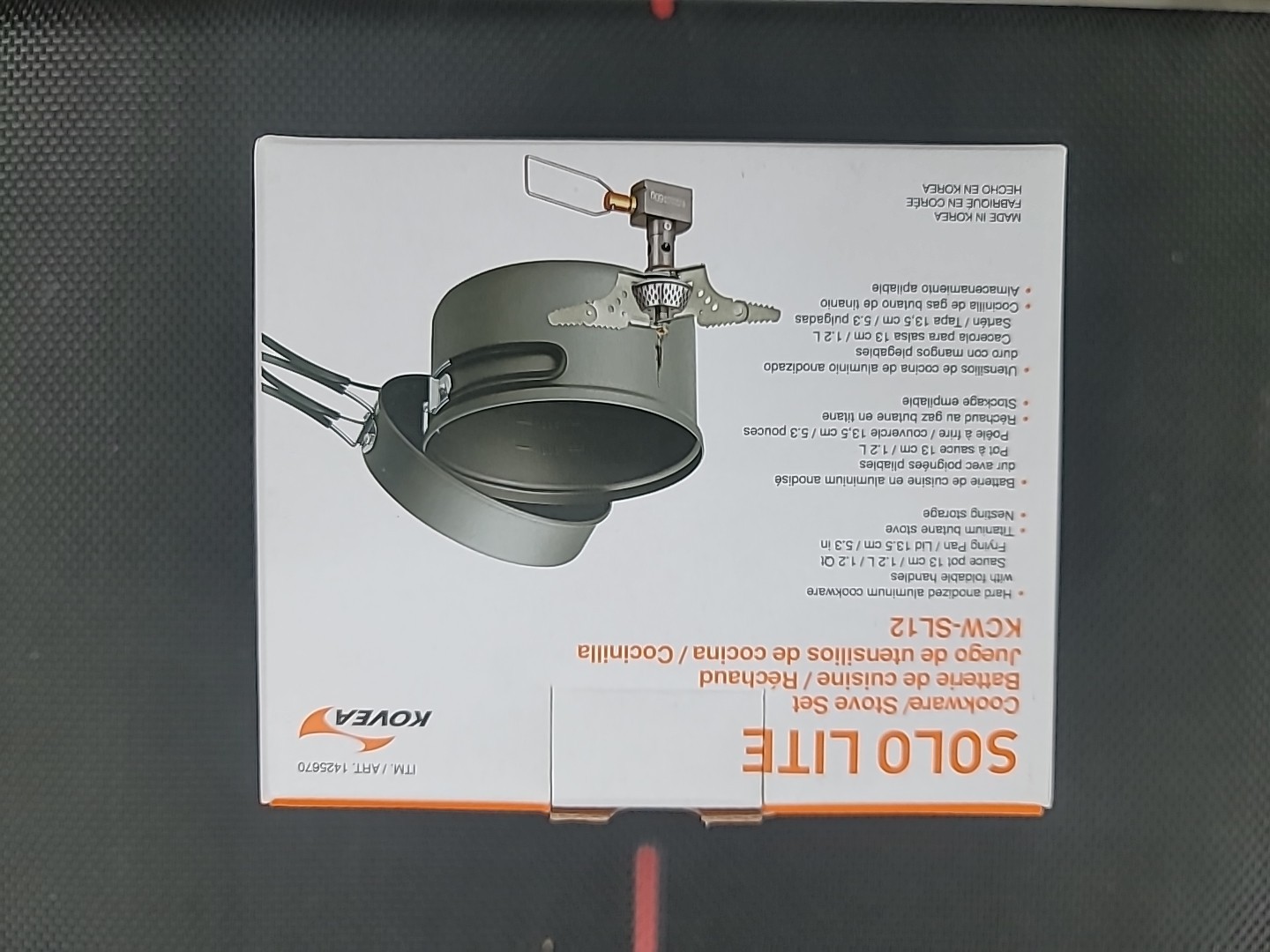 KOVEA KCW-SL12 Solo Lite Backpacking Cookware/Stove Set