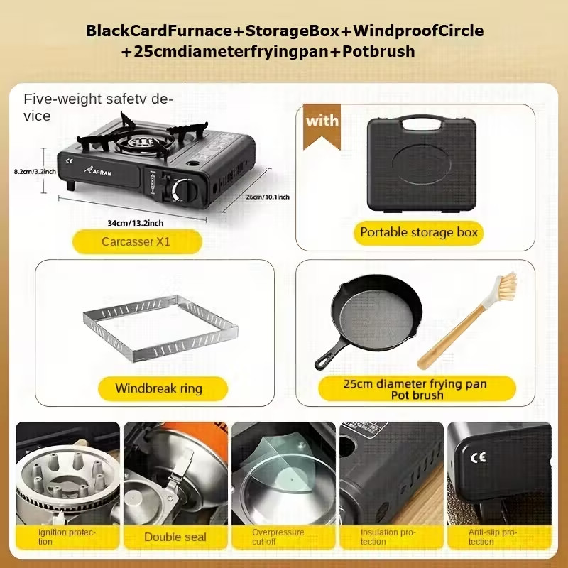 AORAN Outdoor/Indoor Camp Stove High Pressure Butane Portable Gas Cooker w/Pan
