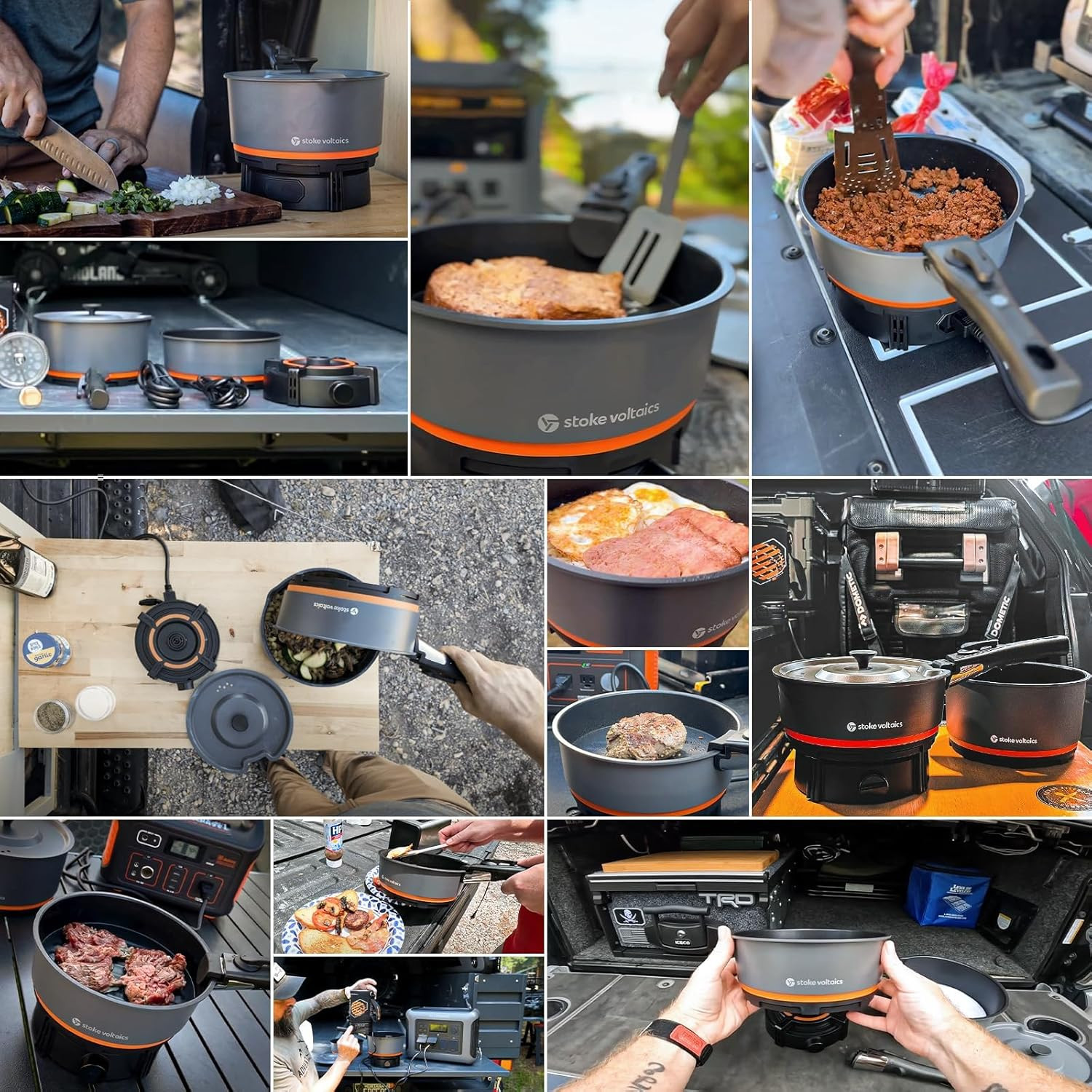 Nomad Cooking System with Bag, Electric Camping Stove 200-1000W with Pan & Pot,