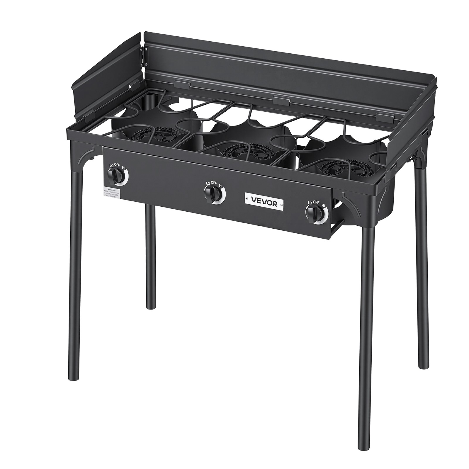 VEVOR 3 Burner Propane Gas Stove 225000 BTU Outdoor Camping Cooker with Shield