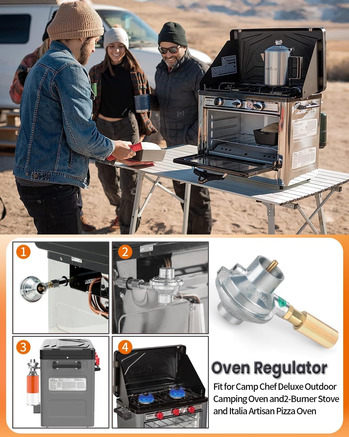 Oven Regulator Fit For Camp Chef Deluxe Outdoor Oven, Silver/yellow