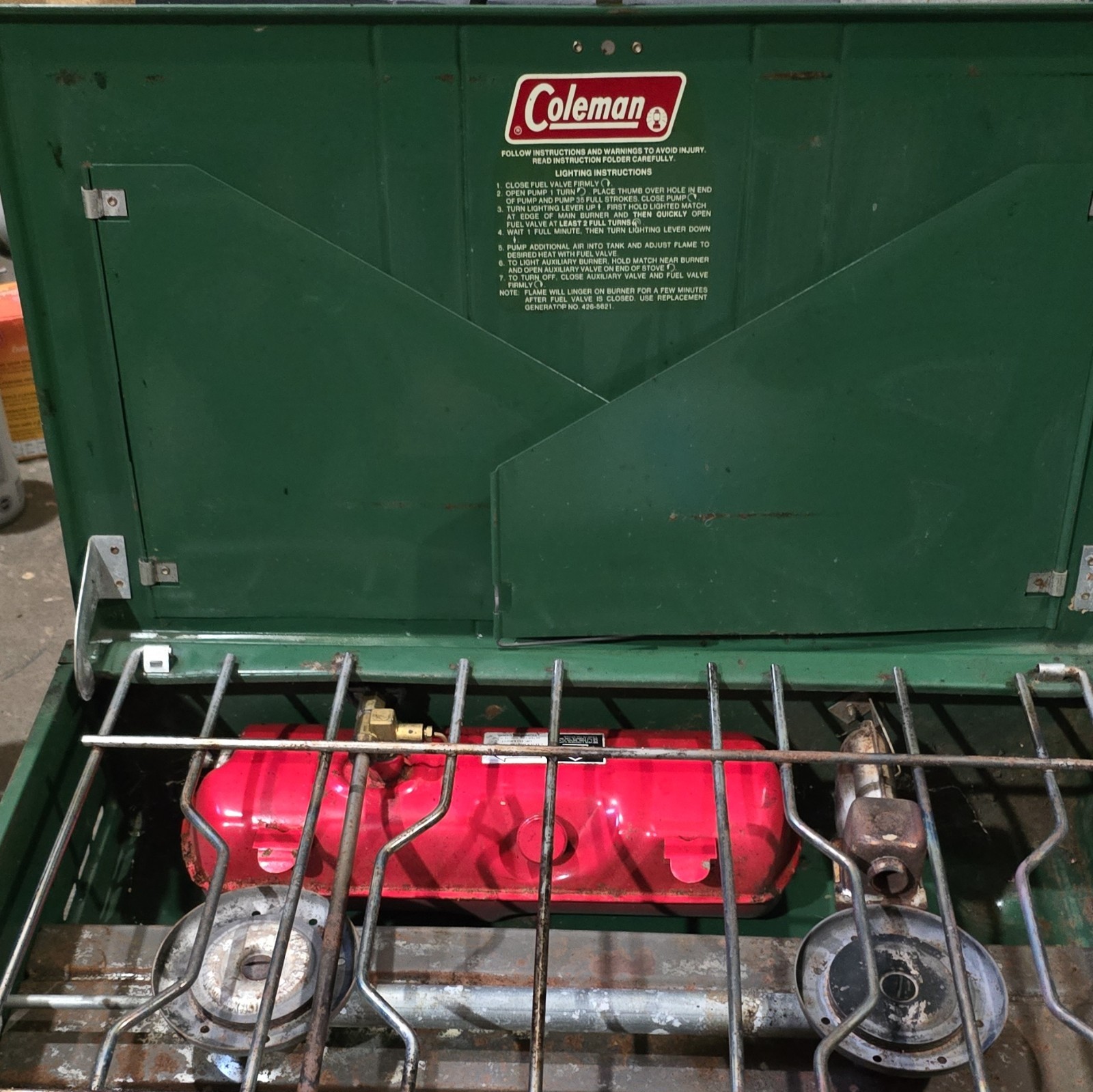 Coleman 413H 2-Burner Gas Portable Camping Stove, Green, Storage Case