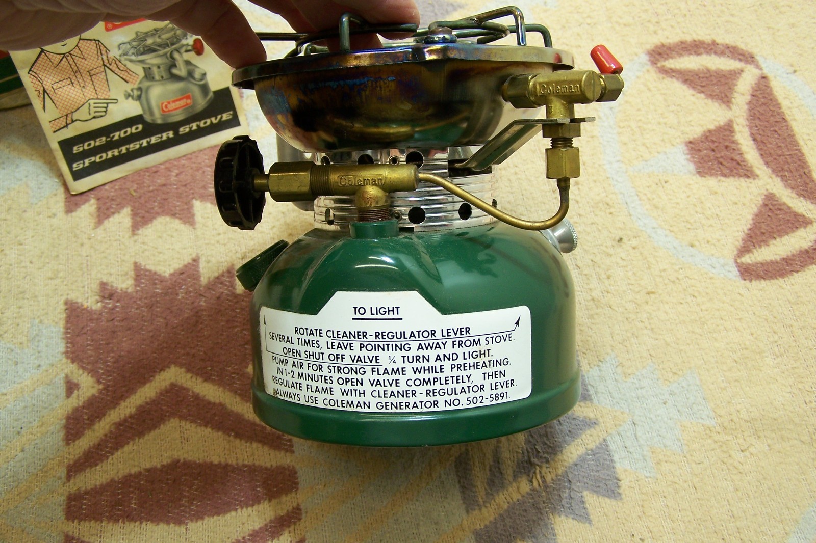 502-700 COLEMAN SINGLE BURNER SPORTSTER CAMP STOVE W/ BOX INST. 1 USE LANTERN TY
